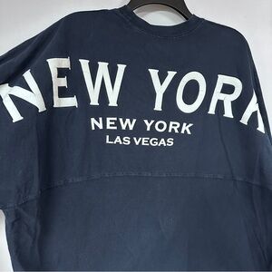 NEW YORK NEW YORK Casino Las Vegas, Oversized Heavy Cotton NAVY Long Sleeve, XL